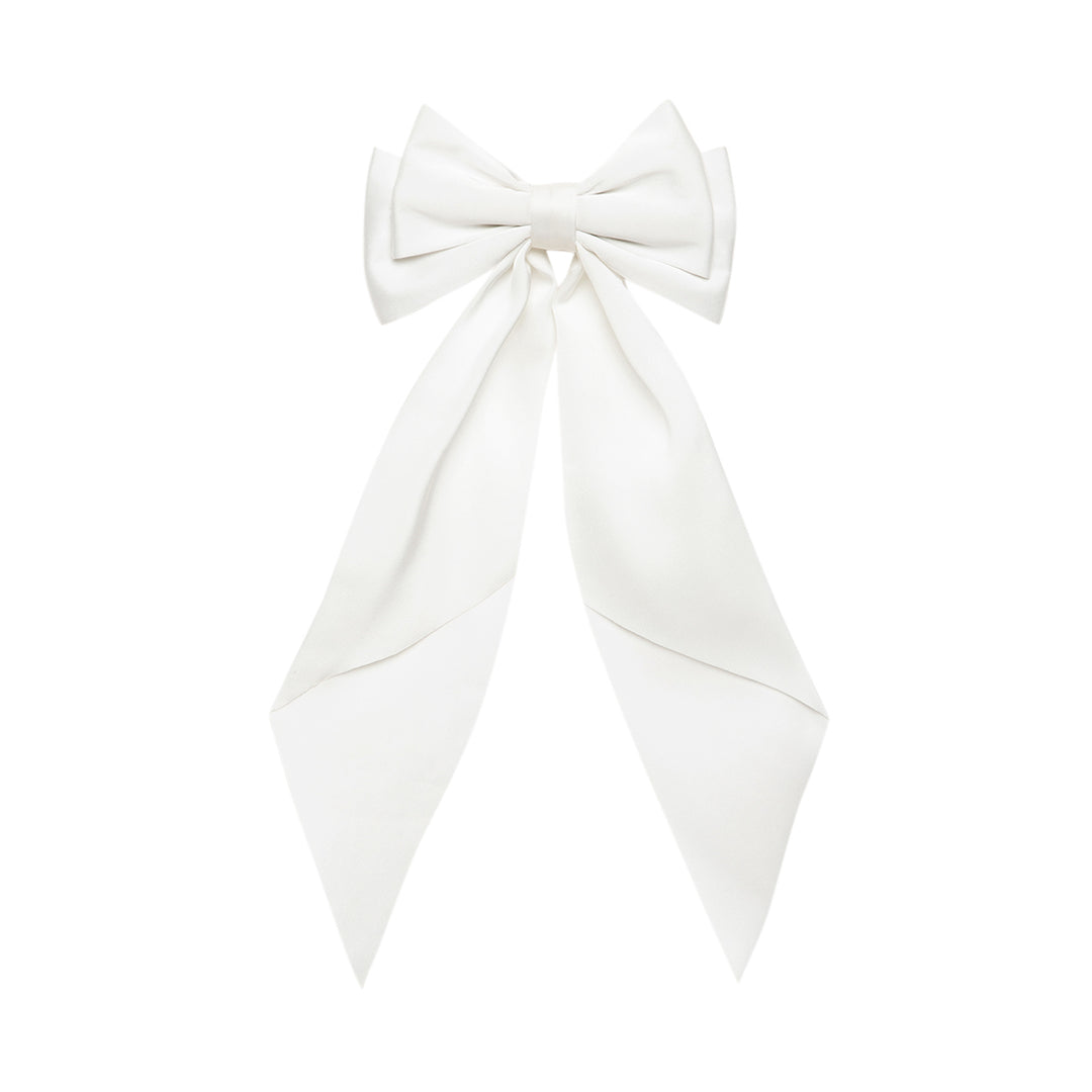 Satin Hair Bow Clips Black & White Set of 2