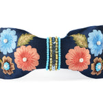 Load image into Gallery viewer, Floral Embroidered Navy Blue Headband with Beaded Pack of 1
