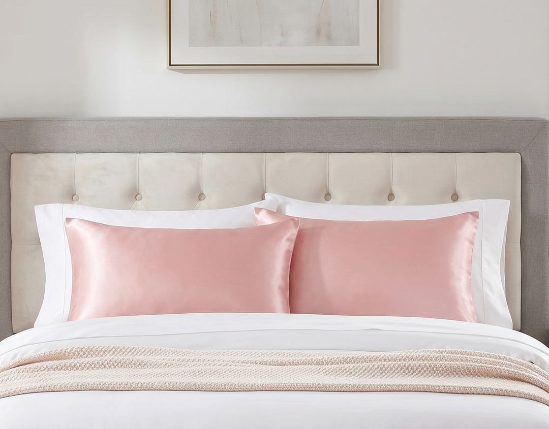 Radhu & Kabby Satin Silk Pillow Covers with 3 Scrunchies | Hair Care Pillow Cover for Frizz Control & Smooth Skin | Standard Size 72 x 48 cm