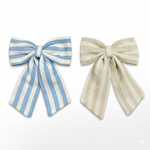 Load image into Gallery viewer, Radhu &amp; Kabby Premium Fabric Hair Bow for Women/Girls | Trendy Striped Cotton Hair Bow Accessory | Stylish for Everyday, Party &amp; Casual Wear