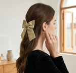 Load image into Gallery viewer, Radhu &amp; Kabby Shimmer Hair Bow Clips for Women/Girls | Set of 3 Stylish Hair Accessories for Party &amp; Casual Wear