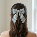 Load image into Gallery viewer, Radhu &amp; Kabby Premium Fabric Hair Bow for Women/Girls | Trendy Striped Cotton Hair Bow Accessory | Stylish for Everyday, Party &amp; Casual Wear