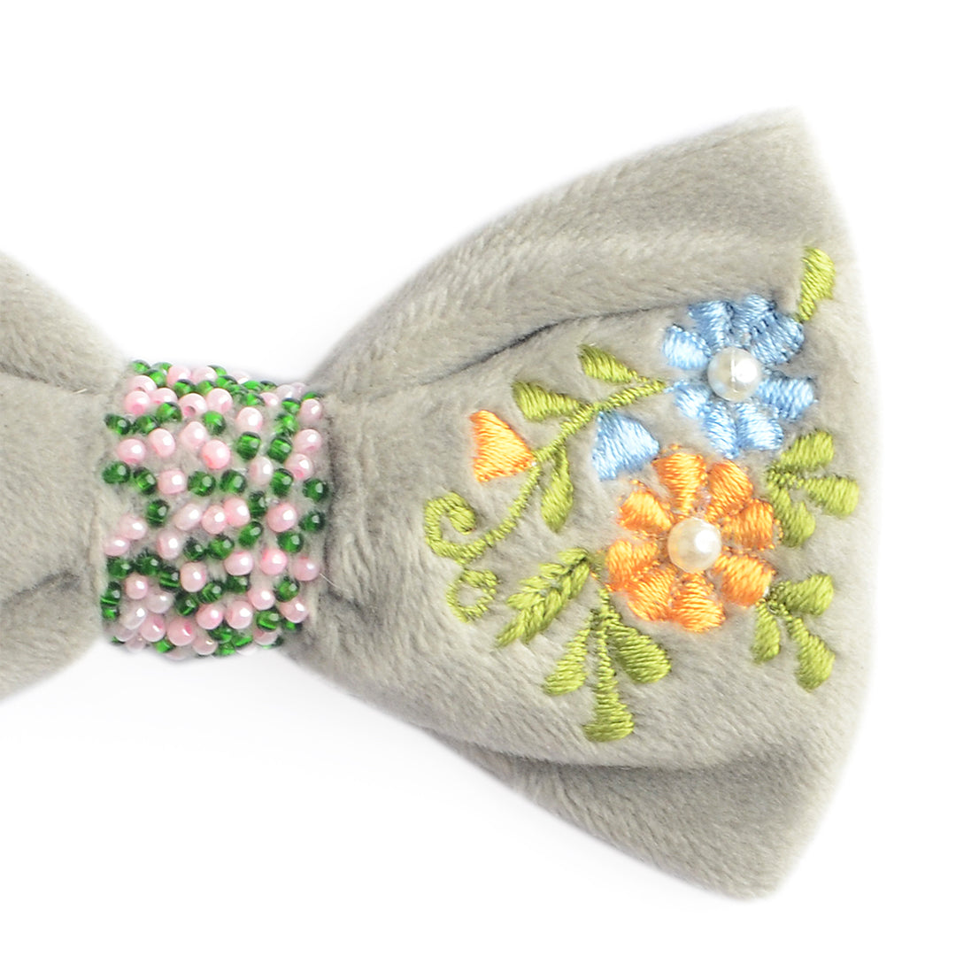 Radhu & Kabby Velvet Hair Bow Clips | Pack of 3 Yellow, Brown & Grey | Suitable for All Hair Types