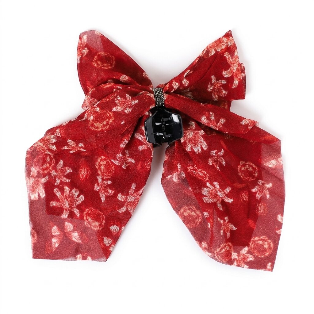 Women’s Red Floral Printed Fabric Hair Claw Clip for Girls & Women | Set of 1 Stylish Hair Accessory