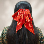 Load image into Gallery viewer, Women’s Red Floral Printed Fabric Hair Claw Clip for Girls &amp; Women | Set of 1 Stylish Hair Accessory