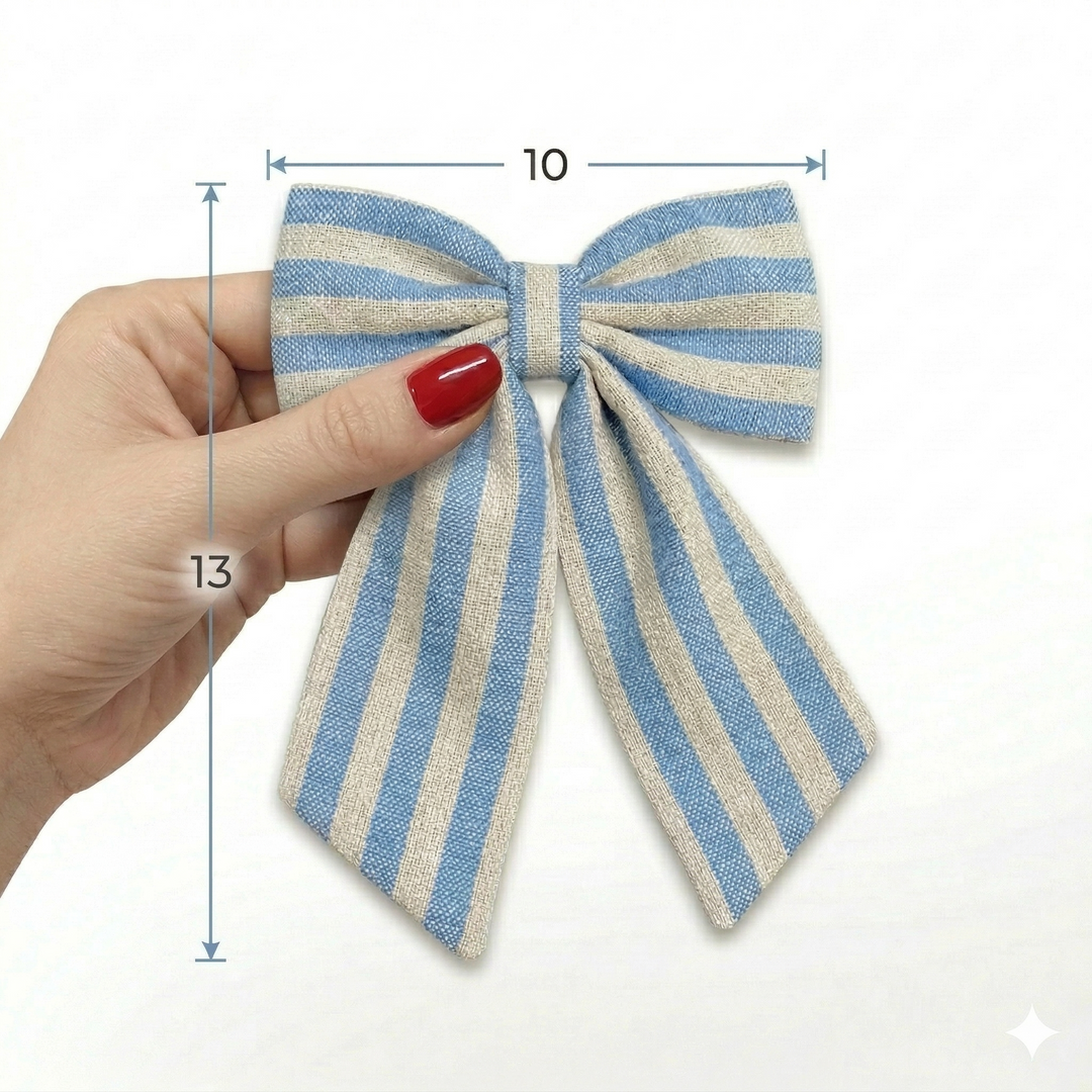 Radhu & Kabby Premium Fabric Hair Bow for Women/Girls | Trendy Striped Cotton Hair Bow Accessory | Stylish for Everyday, Party & Casual Wear