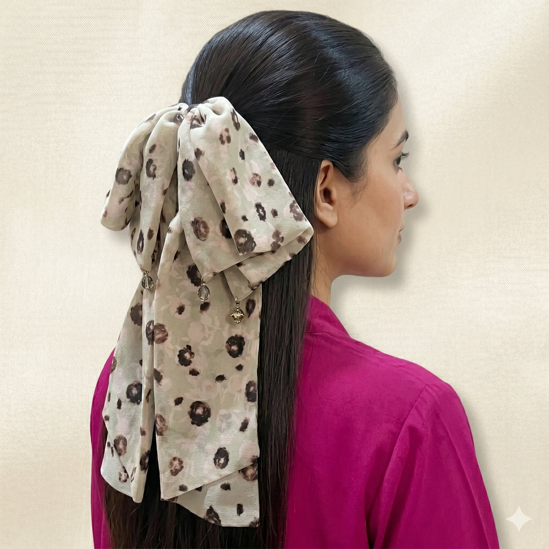 Radhu & Kabby Women’s Pastel Floral Printed Bow Hair Claw Clip for Girls & Women | Pack of 1 Hair Accessory