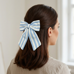 Load image into Gallery viewer, Radhu &amp; Kabby Premium Fabric Hair Bow for Women/Girls | Trendy Striped Cotton Hair Bow Accessory | Stylish for Everyday, Party &amp; Casual Wear