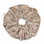 Load image into Gallery viewer, Radhu &amp; Kabby Jumbo Metallic Hair Scrunchie for Women &amp; Girls | Shiny Pleated Elastic Ponytail Holder | Pack of 3