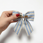 Load image into Gallery viewer, Radhu &amp; Kabby Premium Fabric Hair Bow for Women/Girls | Trendy Striped Cotton Hair Bow Accessory | Stylish for Everyday, Party &amp; Casual Wear