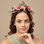 Load image into Gallery viewer, Pink Floral Tiara for Girls Adjustable Headband One Piece
