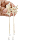 Load image into Gallery viewer, Elegant Butterfly Hair Clutcher with Pearl Chains and White Stones 1 Piece
