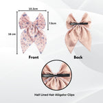 Load image into Gallery viewer, Pink Floral Print Hair Bow Clip Satin Hair Accessory Pack of 1
