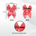 Load image into Gallery viewer, Floral Print Coral Satin Hair Bow Clip Hairpin Pack of 1
