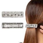 Load image into Gallery viewer, Silver Hair Barrette with Crystal Accents One Piece
