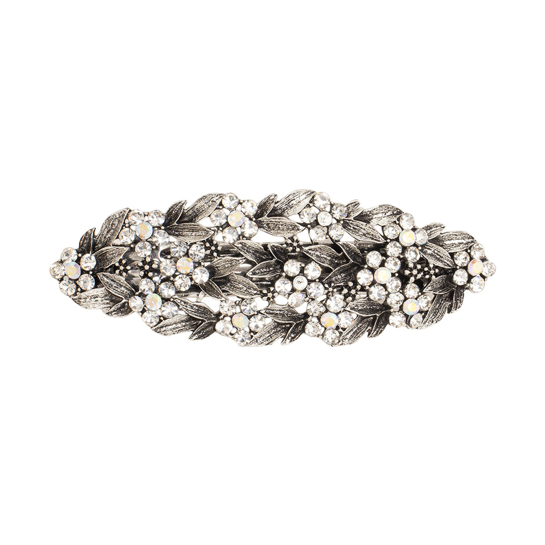 Silver Barrette with Crystal Detail For Special Occasions 1 Piece