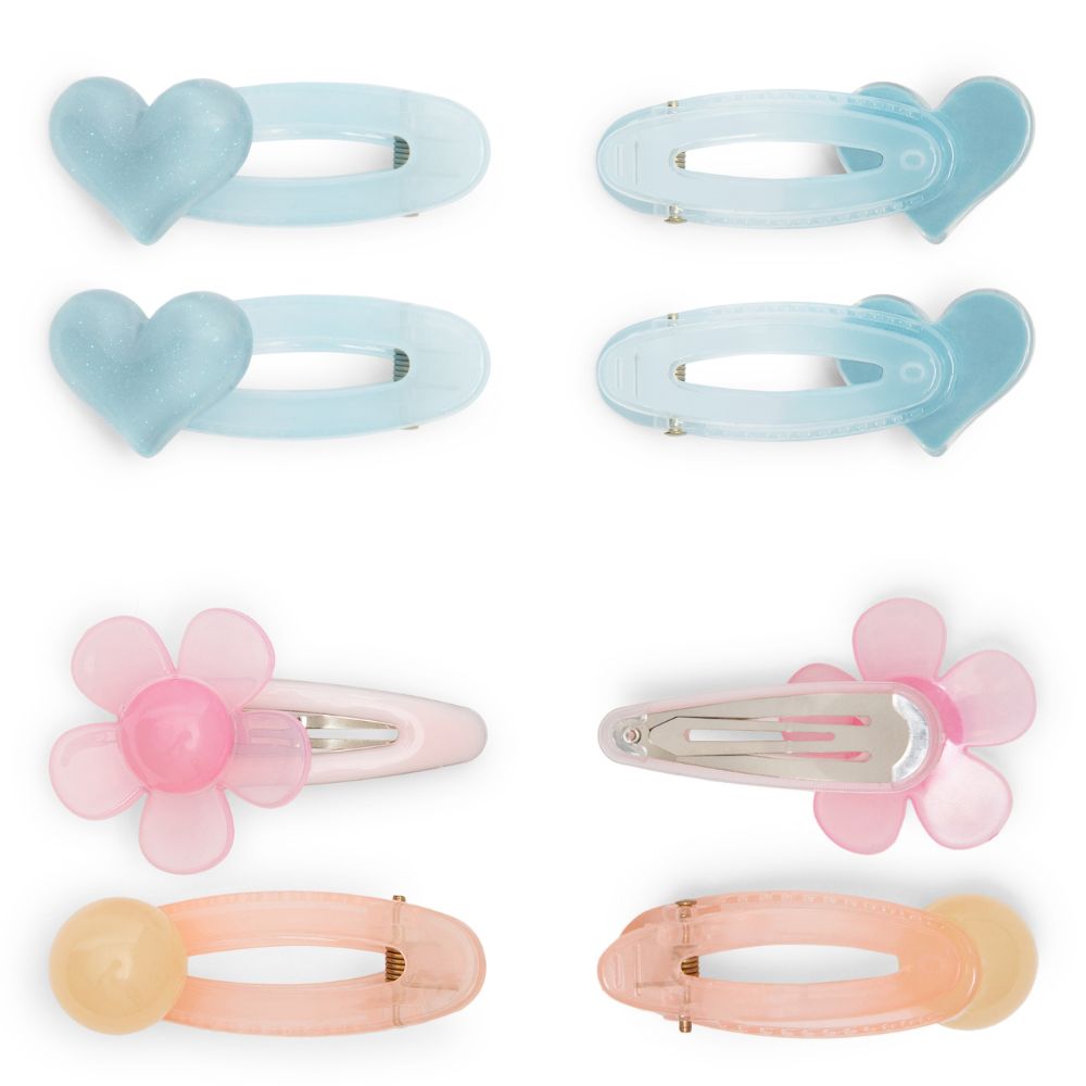 Hair Clips for Girls Pastel Shades Baby Blue & Peach Set of 4