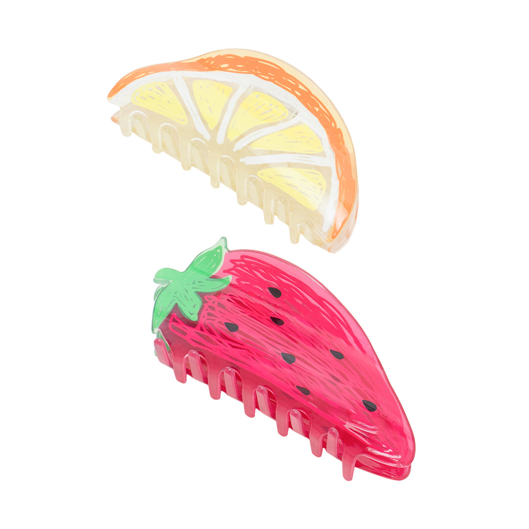 Strawberry & Orange Hair Claw Clips Clutcher Set of 2