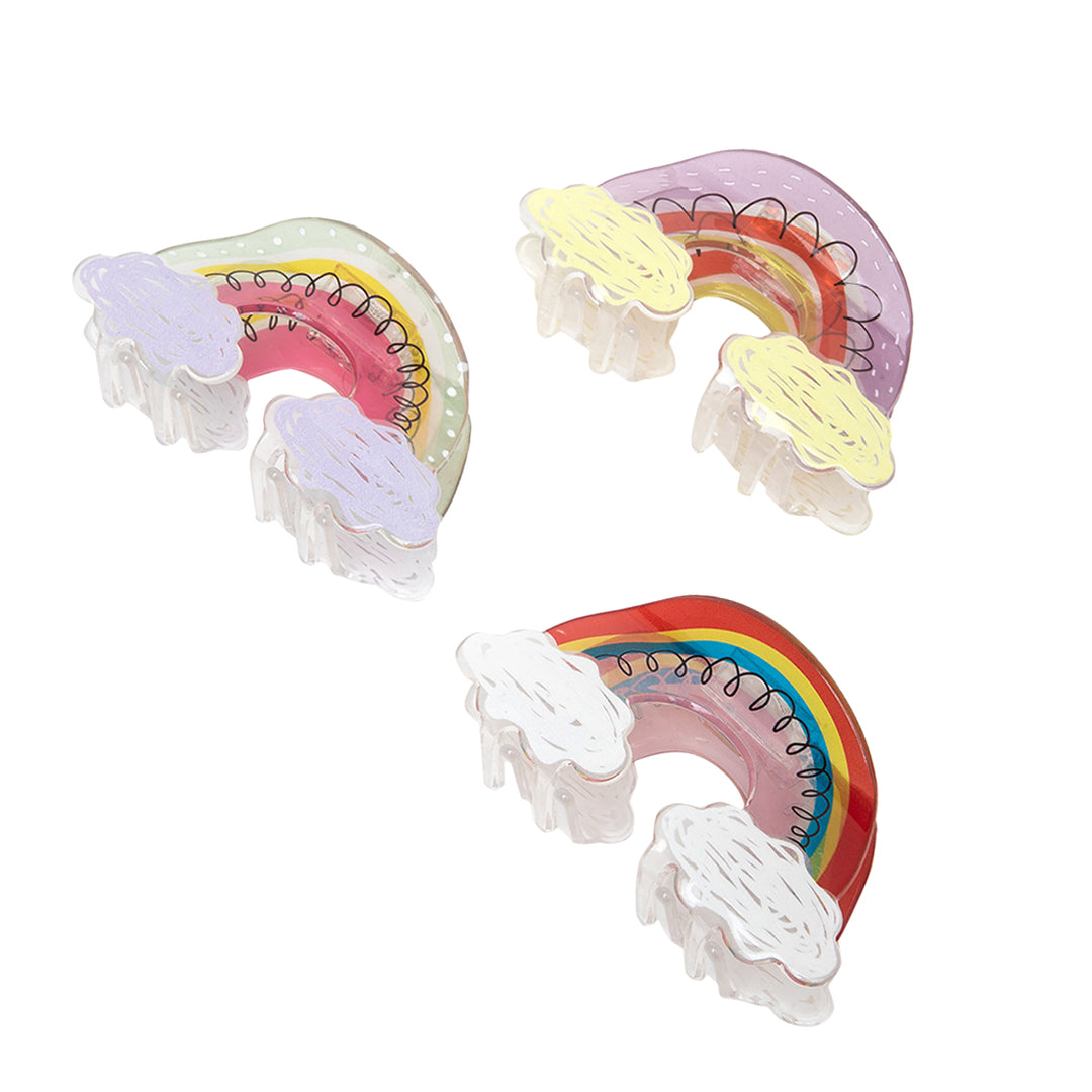 Rainbow Hair Clutchers for Women | Stylish Claw Clips | Ideal for Most Hair Types | Set of 3