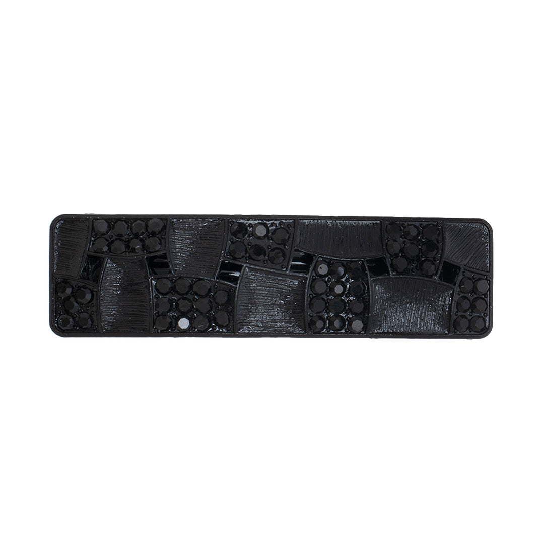 Matte Black Crystal Barrette for Women