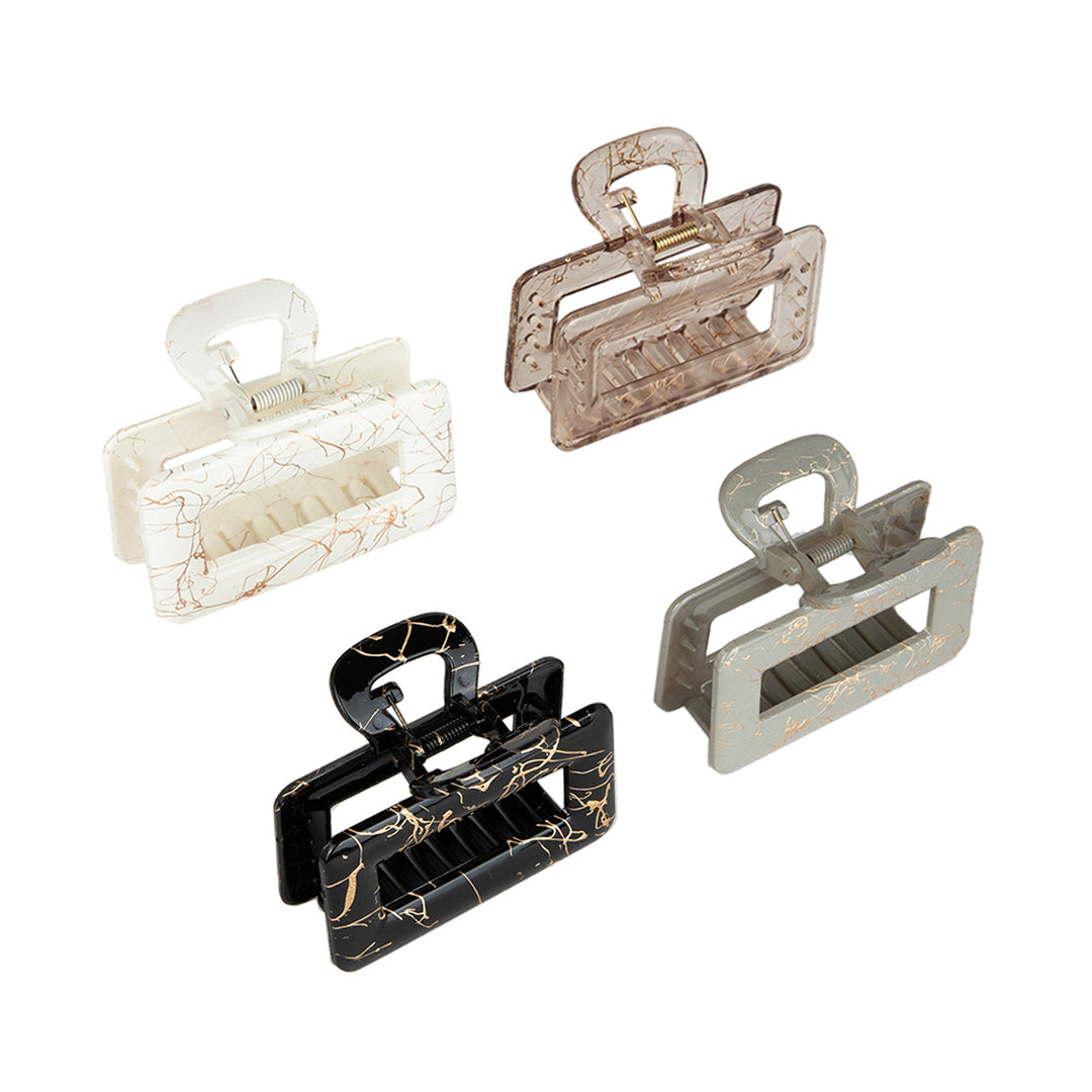 Elegant Claw Clips for Women in Glossy & Matte Finishes with Gold Accents – 4-Piece Set