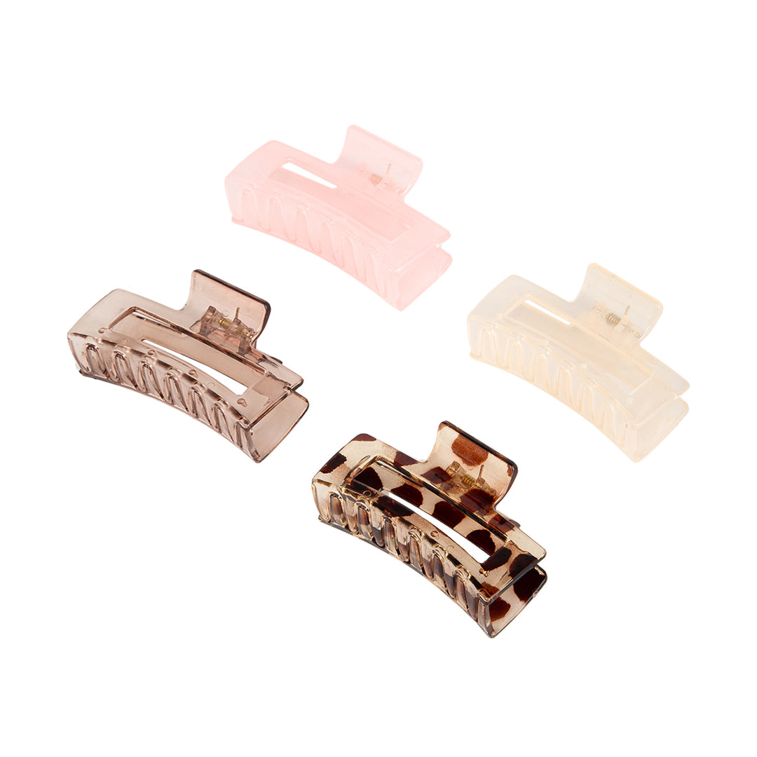 Hair Clutchers For Women in Pink, Brown, and Beige – Medium Size Clips Set of 4