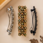 Load image into Gallery viewer, Black Floral Hair Barrette with Crystals For Girls
