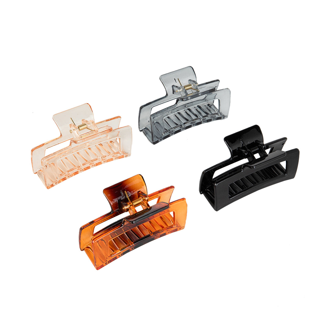 Hair Clutchers for Women – Compact Clips in Black, Amber, and Neutral Tones Set of 4