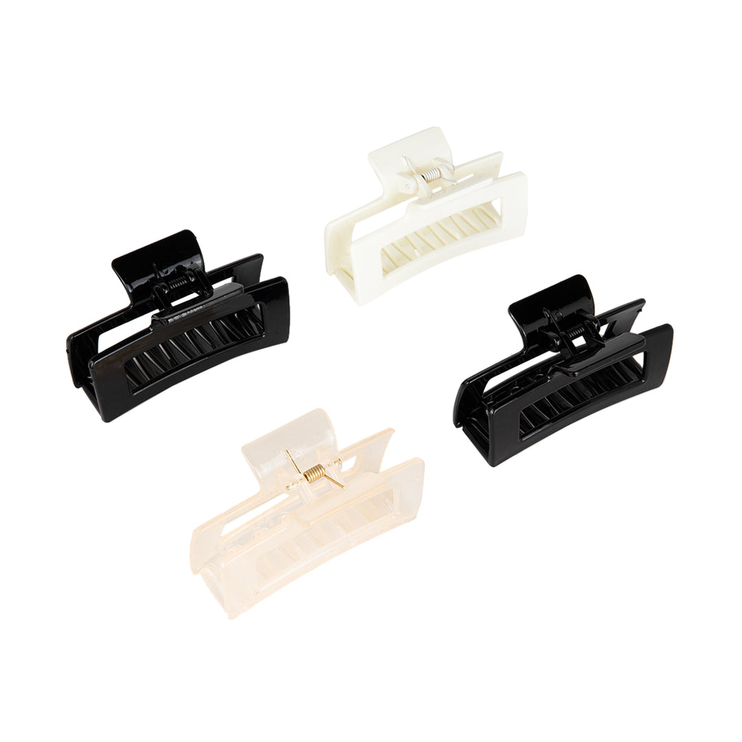 Hair Clutchers for Women – Black, White, and Beige Claw Clips Set of 4