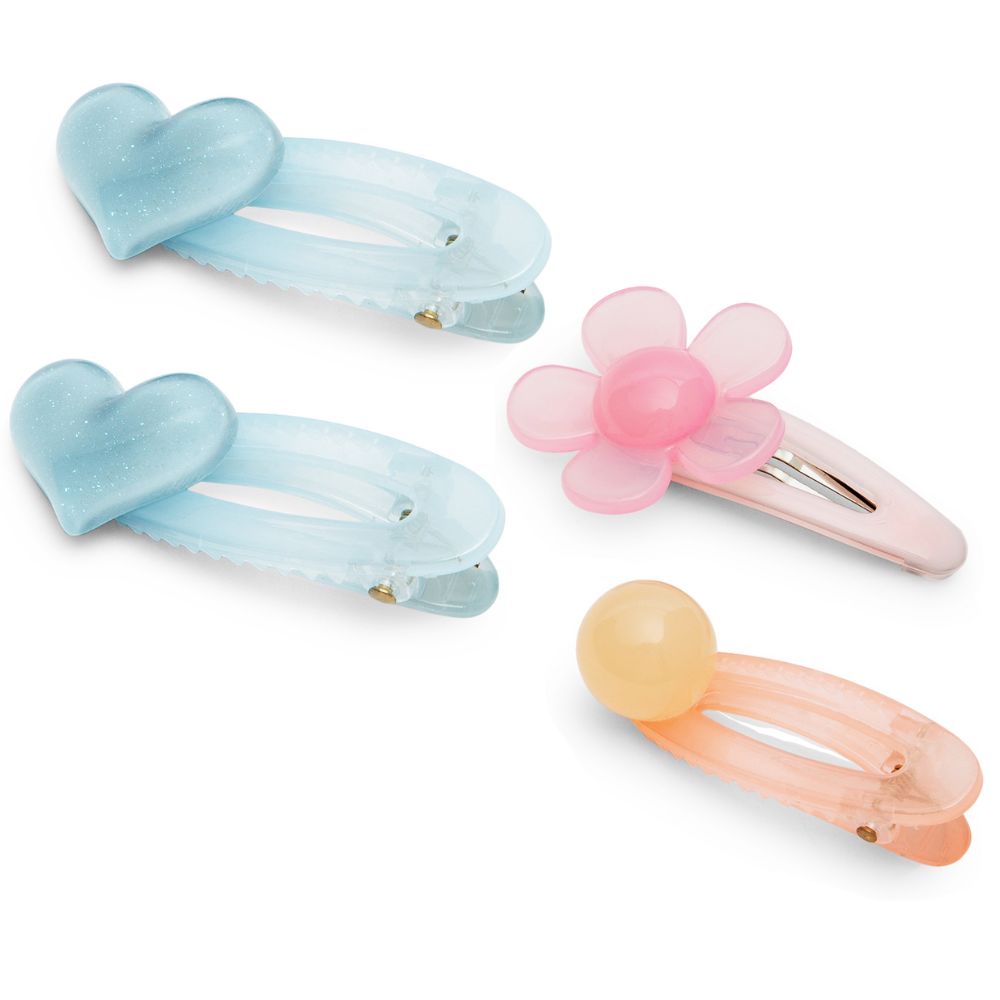 Hair Clips for Girls Pastel Shades Baby Blue & Peach Set of 4