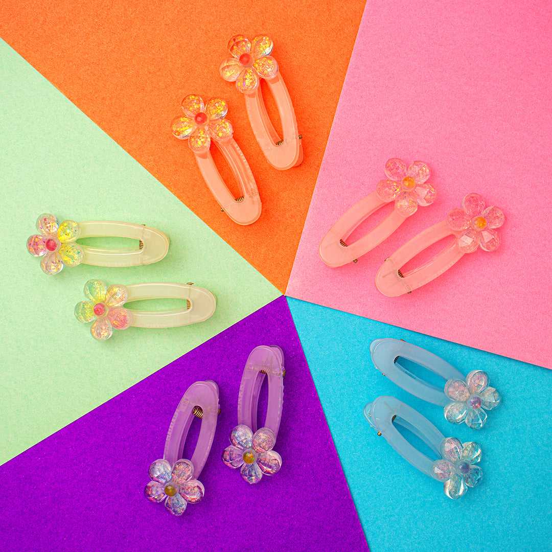 Hair Clips Set For Girls with Alligator Pins in Pastel Purple & Light Green Shades Pack of 4