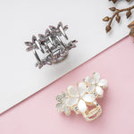 Load image into Gallery viewer, Radhu &amp; Kabby Floral Hair Claw Clips for Girls/Women | Set of 2 Stylish Mini Clutchers | Elegant Rhinestone Embellished Design