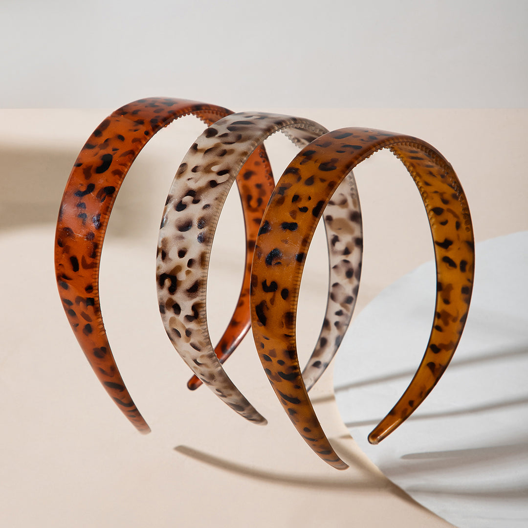 Radhu & Kabby Set of 3 Hairbands for Women | Leopard Print, Durable & Lightweight | Stylish Accessories for Casual, Party & Office Look