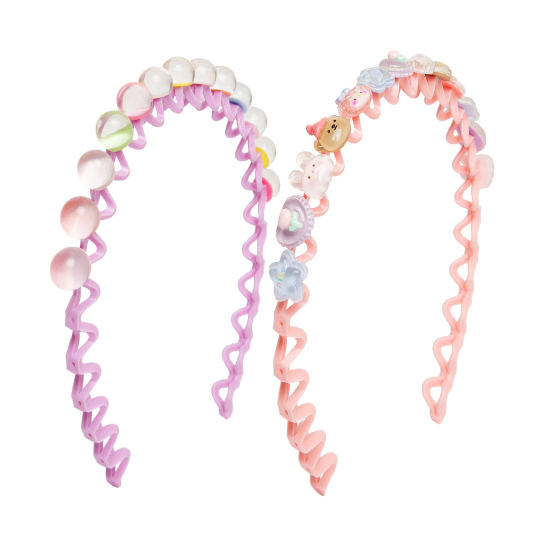 Pastel Hairbands for Girls - Fun Character Design Pack of 2