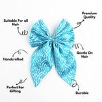 Load image into Gallery viewer, Hair Bow Clips Patterned Set of 3 in Black, Blue, and Coral
