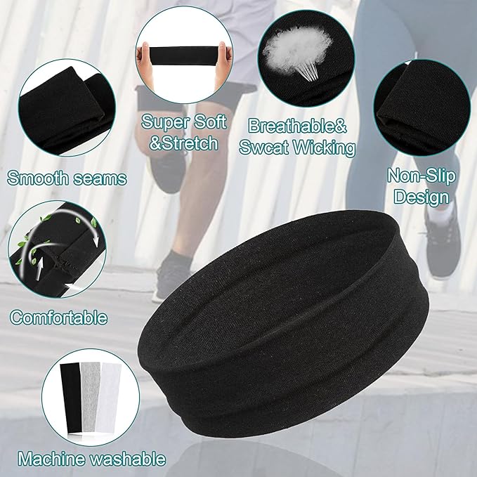 Radhu & Kabby Premium Stretch Headbands | Pack of 3 Breathable & Multi-Purpose Styles