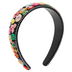 Load image into Gallery viewer, Black Wide Floral Hair Band Hand Embroidered 1 Piece
