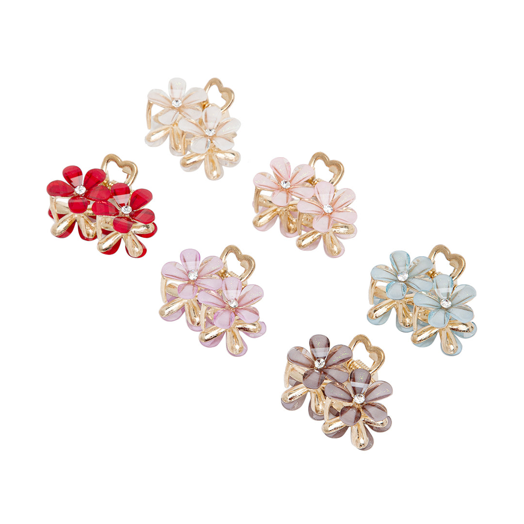 Mini Flower Claw Clips for Women – Pastel Hair Clutcher Set of 6-Piece