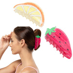 Load image into Gallery viewer, Strawberry &amp; Orange Hair Claw Clips Clutcher Set of 2
