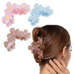 Load image into Gallery viewer, Flower Design Hair Claw Clips – Medium Size Pastel Clips Set of 3
