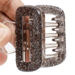 Load image into Gallery viewer, Glitter Hair Claw Clips – Sparkly Black &amp; Beige Clutchers Set of 2
