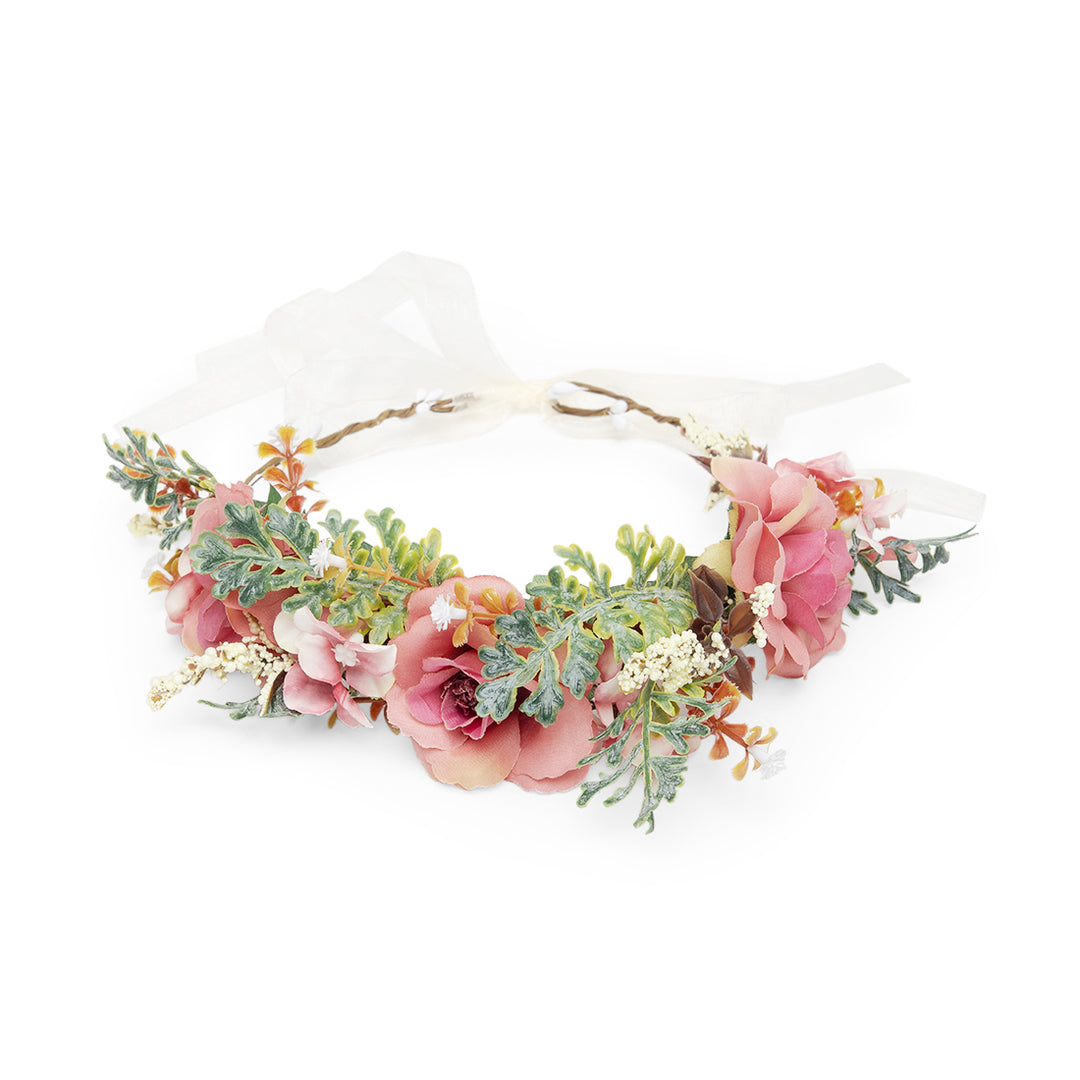 Pink Floral Tiara for Girls Adjustable Headband One Piece