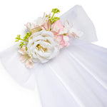 Load image into Gallery viewer, White Hair Bow with Veil Flower Embellishments One Piece
