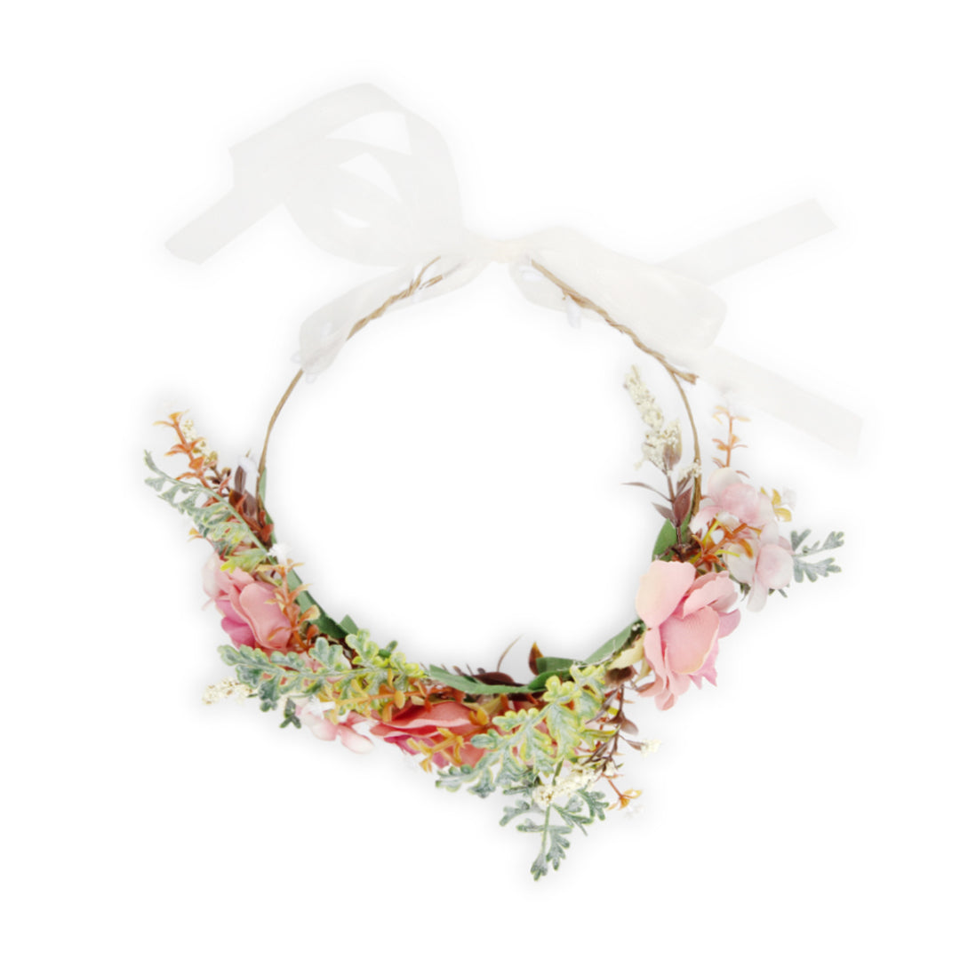 Pink Floral Tiara for Girls Adjustable Headband One Piece