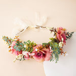 Load image into Gallery viewer, Pink Floral Tiara for Girls Adjustable Headband One Piece
