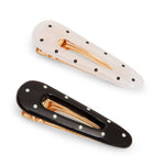 Load image into Gallery viewer, Trendy Black &amp; White Polka Dot Alligator Clips - 2 Pack
