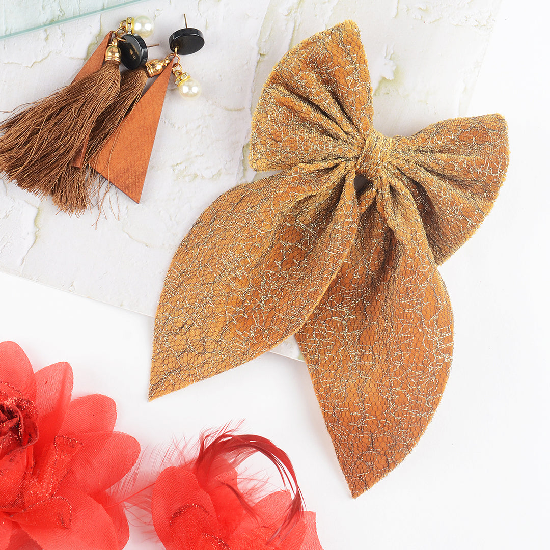 Trendy & Stylish Hair Bow Clip Pack of 1 Mustard