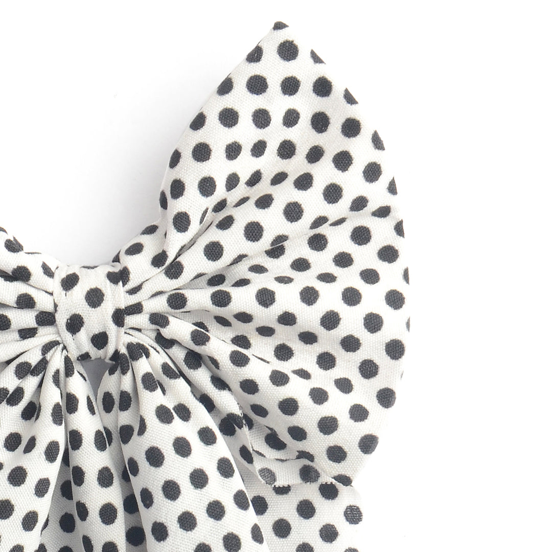 Stylish Black & White Polka Hair Bow Clip For Girls Pack of 1