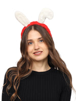 Load image into Gallery viewer, Bunny Ears Headband Red &amp; White with Pearls 1 Pcs
