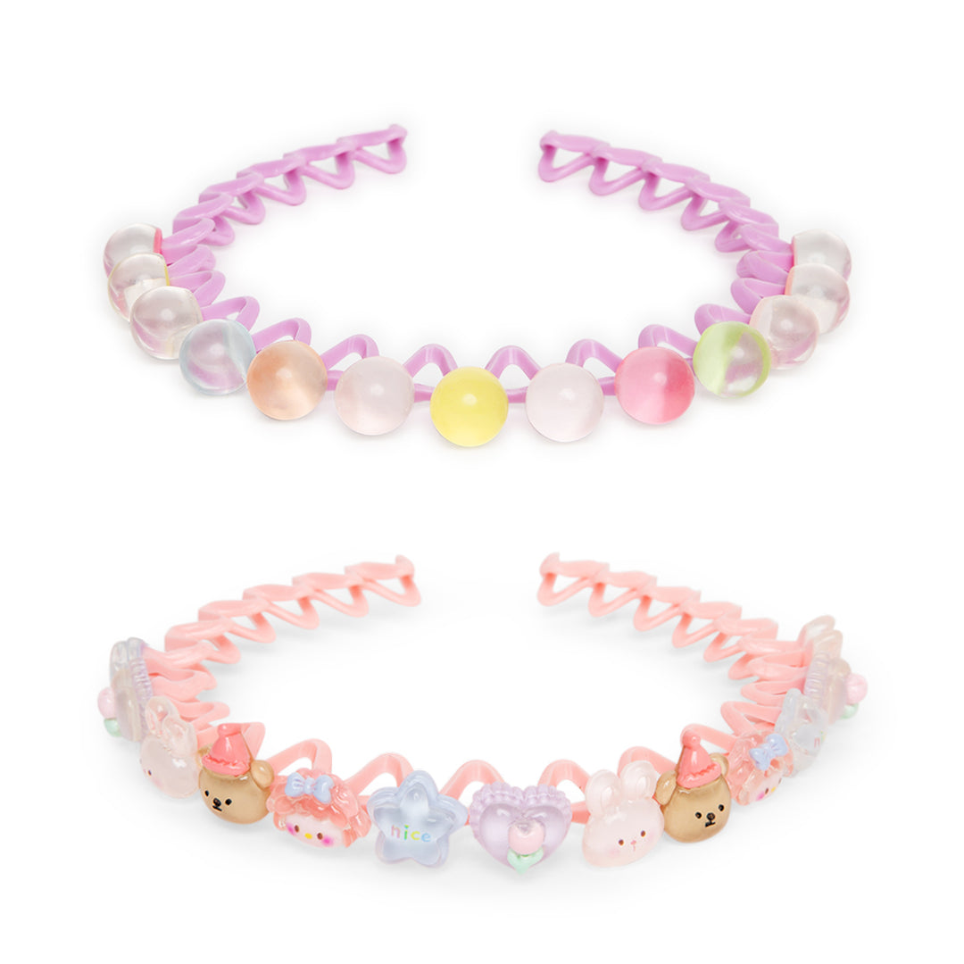 Pastel Hairbands for Girls - Fun Character Design Pack of 2